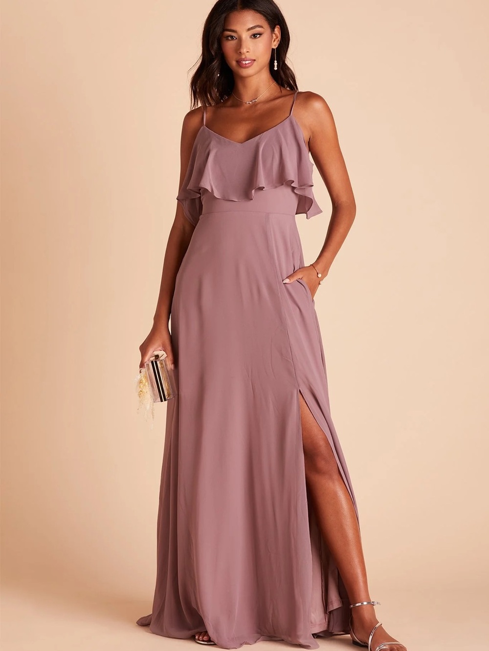 Jane Convertible Mauve Chiffon Dress by Birdy Grey